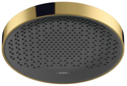 Верхний душ Hansgrohe Rainfinity 360 1jet, настенный/потолочный монтаж, круглый, с 1 режимом: PowderRain, размер 36 см, алюминий, цвет полированное золото/графит