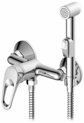 Смеситель с гигиеническим душем Decoroom, настенный, однорычажный, керамический, без излива, с гибким шлангом/лейкой, латунь, цвет хром Смеситель с гигиеническим душем Decoroom, настенный, однорычажный, керамический, без излива, с гибким шлангом/лейкой, латунь, цвет хром