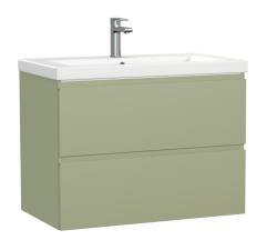 Тумба под раковину Cersanit MODUO 80 для MODUO 80, подвесная, цвет шалфей, 2 выдвижных ящика, прямоугольная