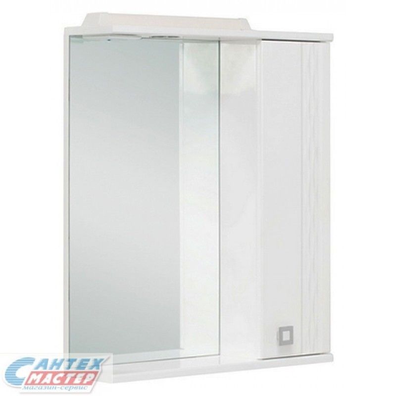 Шкаф зеркальный Onika Лига 52.01 с подсветкой белый правый 205202