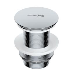 Донный клапан WasserKRAFT, без перелива, клик-клак/clik-clack, цвет: хром, латунь, круглый, для раковины/умывальника, в ванну/ванную комнату