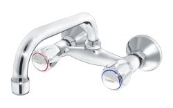 Смеситель для кухни/мойки Варион В.П. Парма, настенный, двухвентильный, поворотный, кран-буксы, длина излива 180 мм, латунь, цвет хром