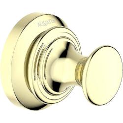 Крючок одинарный Aquatek Классик настенный, латунь, форма округлая, для полотенец/халатов в ванную/туалет/душевую кабину, цвет полированное золото