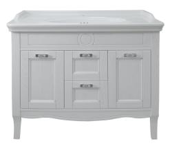 Тумба с раковиной Azario CAROLINA 100-4, 100х88х50 см, напольная, 3 распашные дверцы, МДФ/ЛДСП, прямоугольная, цвет-патина серебро/раковина Artdeco 100, прямоугольная, цвет белый