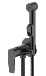 Смеситель с гигиеническим душем Esko Budapest black встраиваемый, однорычажный, керамический, без излива, с гибким шлангом/лейкой, латунь, цвет черный BTSMHB