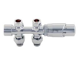 Узел нижнего подключения Delta DUO универсальный с термоголовкой М30х1,5 (Хром) 3015127