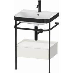 Консоль с раковиной Duravit Happy D.2 Plus c-bonded, 57,5х49х85 см, напольная, металл/ДСП 1 выдвижной ящик, цвет: скандинавский белый шелковисто-матовый /умывальник, прямоугольный, цвет белый, керамика, 1 отверстие под смеситель