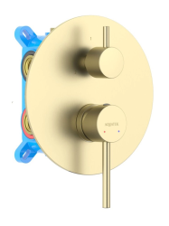 Смеситель для ванны/душа Aquatek Европа настенный, однорычажный, встраиваемый, 2 режима, без излива, латунь, цвет шлифованное золото