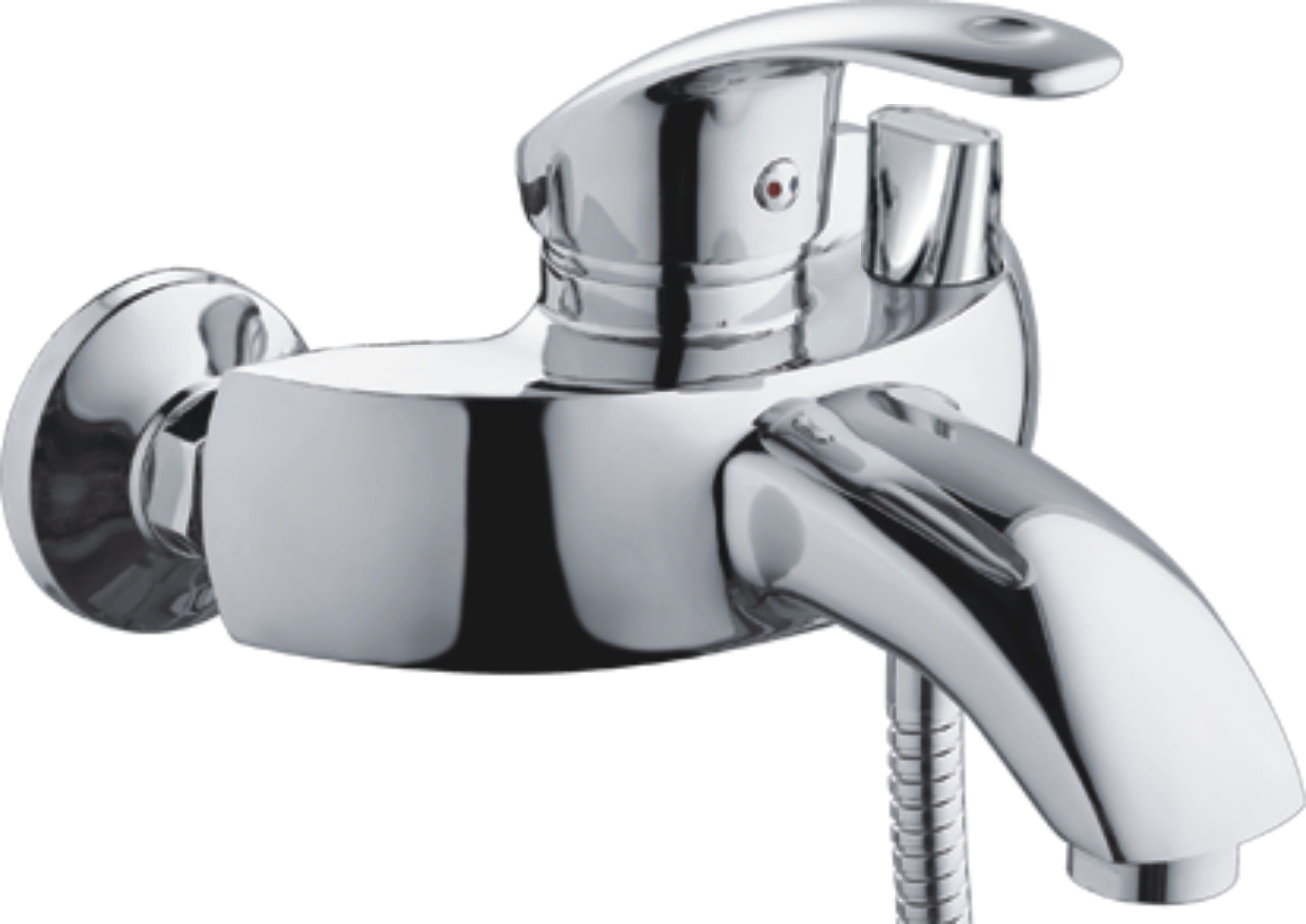 Смеситель для ванны/душа HAIBA однозахватный, хромированный, настенный, излив литой 202 мм, неповоротный, латунь, цвет хром