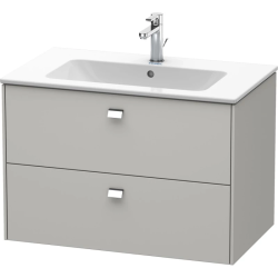Тумба под раковину Duravit Brioso, 82х47,9x55,3 см, подвесная, 2 выдвижных ящика, ДСП, цвет: бетонно-серый/хром, шкафчик навесной, механизм доводчика, прямоугольная, правая/левая, в ванную комнату