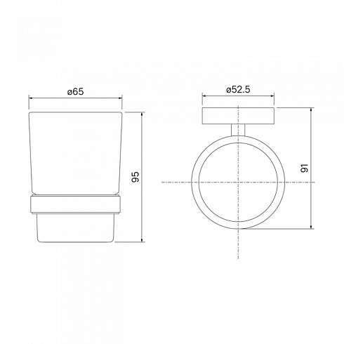 Стакан с держателем IDDIS Sena настенный, сплав металлов/стекло, округлый, для душа/ванны/зубных щеток, в ванную комнату, цвет черный матовый SENSBG1i45