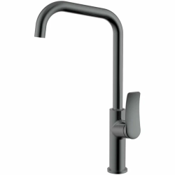 Смеситель для кухни/мойки Azario ABILITY, однорычажный, поворотный, керамический картридж, высокий, длина излива 199 мм, латунь, цвет графит