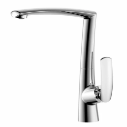 Смеситель для кухни/мойки Azario REULEAUX, однорычажный, поворотный, керамический картридж, высокий, длина излива 210 мм, латунь, цвет хром