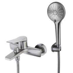 Смеситель для ванны/душа Lemark Bronx, настенный, однорычажный, неповоротный, длина излива 168 мм, керамический, латунь, цвет графит