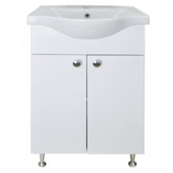 Тумба Loranto Моника New 65, с раковиной Basic 65, 68х45х83 см, напольная, распашные дверцы, ЛДСП/МДФ, прямоугольная, раковина (Basic 65), прямоугольная, цвет белый, фаянс