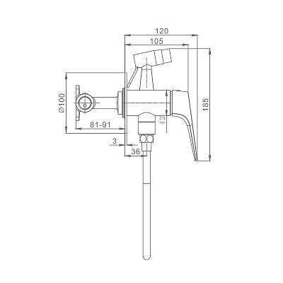 Смеситель с гигиеническим душем Raglo R07.52 встраиваемый, однорычажный, керамический, без излива, с гибким шлангом/лейкой, латунь, цвет хром