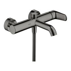 Смеситель для ванны Axor Citterio M, однорычажный, настенный, наружнего/внешнего монтажа, неповоротный, латунный, длина излива 20 см, керамический, цвет полированный черный хром, без душевого шланга/лейки