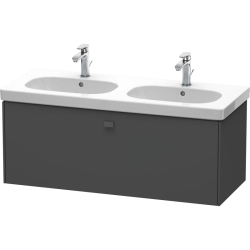 Тумба под раковину Duravit Brioso, 117х46,9х45,2 см, подвесная, 1 выдвижной ящик, ДСП, цвет: графит матовый, шкафчик навесной, механизм доводчика, прямоугольная, правая/левая, для раковины D-Code, в ванную комнату