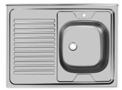 Мойка Ukinox Стандарт, 80х60 см, накладная, стальная, квадратная, цвет нержавеющая сталь, с отверстием под смеситель, без слив-перелива, с крылом, правая/правосторонняя, для кухни