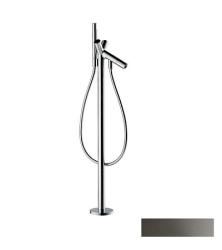 Смеситель для ванны Axor Starck напольный, двухвентильный, неповоротный, латунный, длина излива 14 см, керамический, цвет полированный черный хром, с душевым шлангом/держателем/лейкой