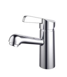 Смеситель для раковины D&K Rhein Schiller однорычажный, низкий, фиксированный излив, длина излива 11 см, керамический, латунь, цвет хром, без донного клапана