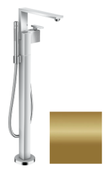 Смеситель для ванны Axor Edge напольный, с алмазной огранкой, однорычажный, неповоротный, латунный, длина излива 25,5 см, керамический, цвет полированная бронза, с душевым шлангом/держателем/лейкой