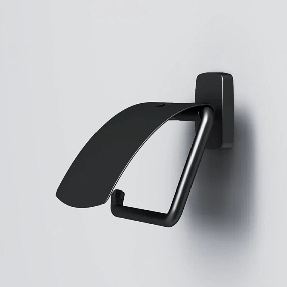 Бумагодержатель Am.Pm Gem с крышкой, цвет черный, настенный, цинк A90341422