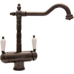 Смеситель для кухни Florentina Ария, однорычажный, поворотный, керамический, с высоким изливом Г-образной формы, высота излива 22,8 см, латунь, с подключением к фильтру чистой воды, цвет графит