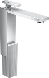 Смеситель для раковины/умывальника Axor Edge 280, однорычажный, с алмазной огранкой, фиксированный излив, длина излива 18 см, керамический, латунь, цвет хром, со сливным клапаном Push-Open