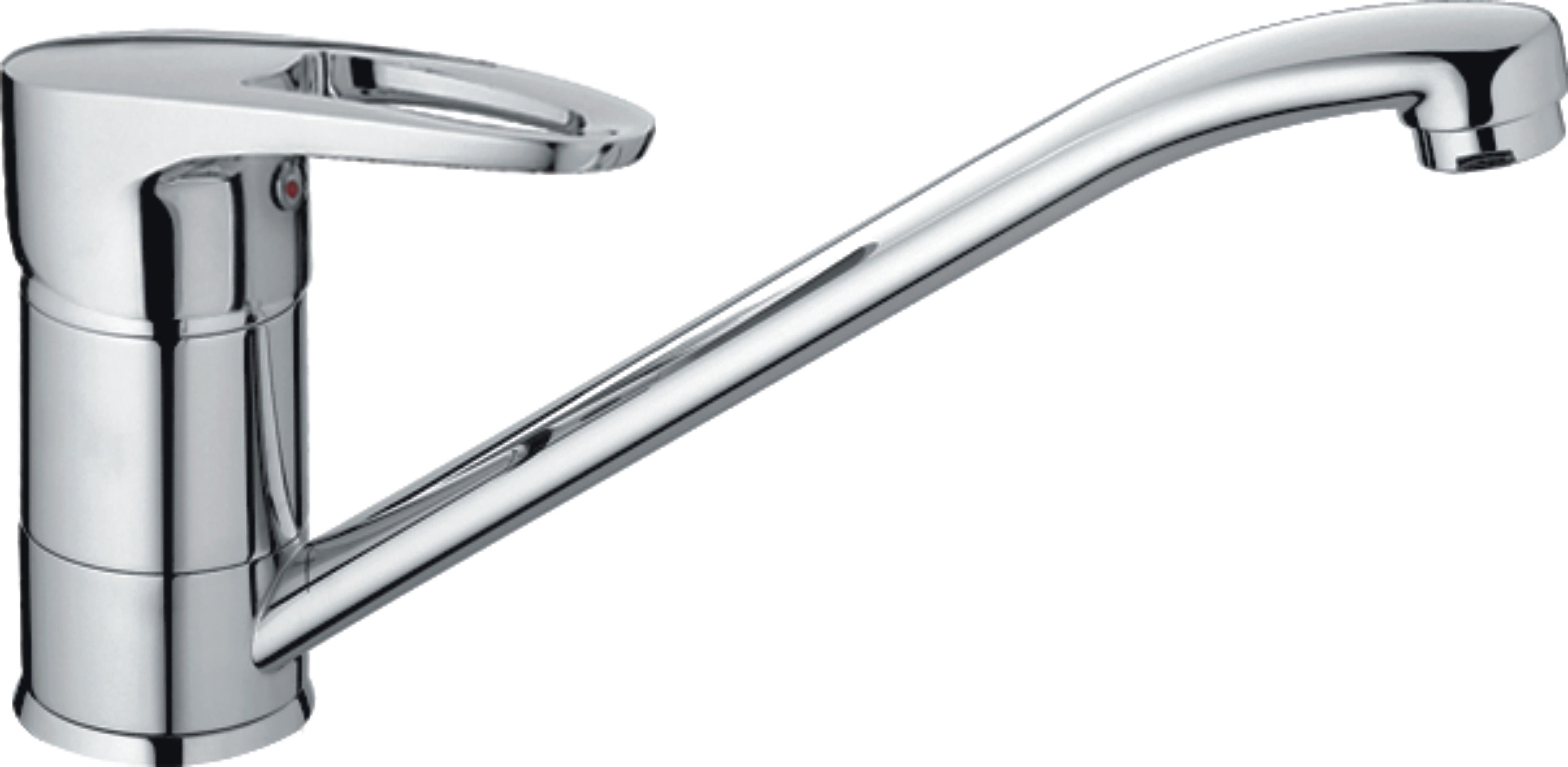 Смеситель для кухни/мойки HAIBA однозахватный, поворотный, латунный, с длинным изливом, длина 274 мм, латунь, цвет хром