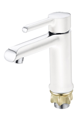 Смеситель для раковины G-lauf однорычажный, излив короткий, длина 117 мм, керамический, латунь, цвет хром/белый матовый, без донного клапана ZOK1-A036PW