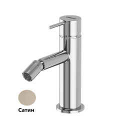 Смеситель для биде Cezares Leaf, однорычажный, низкий, длина излива 105 мм, неповоротный, керамический, латунь, цвет сатин, с донным клапаном