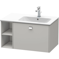 Тумба под раковину Duravit Brioso, 82х47,9х44,2 см, подвесная, 1 выдвижной ящик, с открытой полкой справа, ДСП, цвет: бетонно-серый/хром, шкафчик навесной, механизм доводчика, прямоугольная, правая, в ванную комнату
