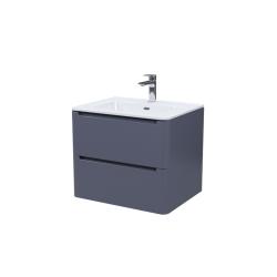 Тумба c раковиной IDDIS Edifice, 602х467х500 мм, подвесная, 2 выдвижных ящика, МДФ/санфарфор, раковина накладная, прямоугольная, отверстие под смеситель, цвет темно-серый EDI60D0i95K