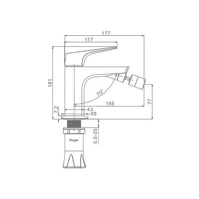 Смеситель для биде Raglo R07.50.33 однорычажный, керамический картридж, фиксированный излив, длина 156 мм, латунь, цвет матовая медь, без шланга/лейки