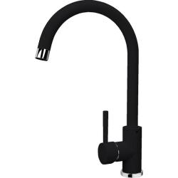 Смеситель для кухни Florentina Альфа, однорычажный, поворотный, керамический, с высоким С-образным изливом, высота излива 20,2 см, латунь, цвет антрацит