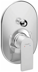 Смеситель для ванны Hansgrohe Rebris E скрытого монтажа, настенный/встраиваемый, однорычажный, латунный, без излива, керамический, овальный, цвет хром, без душевого шланга/лейки