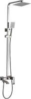 Душевая система Haiba, настенная, высота- 1310 мм, цвет сталь, комплект: однорычажный смеситель/излив/тропический душ (с верхней лейкой)/лейка/держатель лейки/штанга/шланг, нержавеющая сталь, наружного монтажа