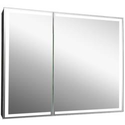 Зеркальный шкаф Континент "Mirror Box black Led", 100х80 см, подвесной, с LED/ЛЕД-подсветкой, выключатель: датчик движения, цвет черный, зеркало, 2 распашные дверцы, прямоугольный