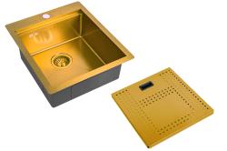 Мойка кухонная ZorG Master, 45х52х20 см, с накладкой, нержавеющая сталь, прямоугольная, цвет: бронза, с отверстием под смеситель, без крыла, слив-перелив, врезная, для кухни
