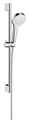 Душевой гарнитур Hansgrohe Croma Select S 1jet Unica, высота 65 см, комплект: ручной душ/душевая штанга/шланг для душа/ползунок, пластиковый, цвет хром/белый, наружного монтажа, настенный, для душа/ванной