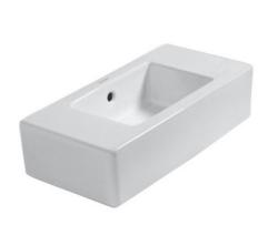 Раковина DURAVIT Vero WonderGliss, 50х25х15 см, подвесная, прямоугольная, санфарфор, цвет белый, 2 намеченных отверстия под смеситель, антигрязевое покрытие, слив/перелив