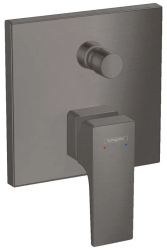 Смеситель для ванны Hansgrohe Metropol скрытого монтажа, настенный/встраиваемый, однорычажный, латунный, без излива, керамический, квадратный, цвет шлифованный черный хром, без душевого гарнитура