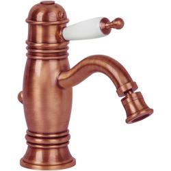 Смеситель для биде Migliore Oxford, термостатический, неповоротный, длина 135 мм, керамический, латунь, цвет медь/белый