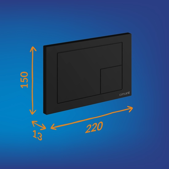 Кнопка смыва Cersanit Corner для LINK PRO/VECTOR/LINK/HI-TEC, двойной смыв, черный матовый, клавиша управления для сливного бачка, инсталляции унитаза, двойная, механическая, панель, универсальная, размер 220х13х150 мм