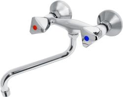 Смеситель для кухни/мойки Варион В.П. Лазер, настенный, двухвентильный, поворотный, кран-буксы, длина излива 300 мм, латунь, цвет хром