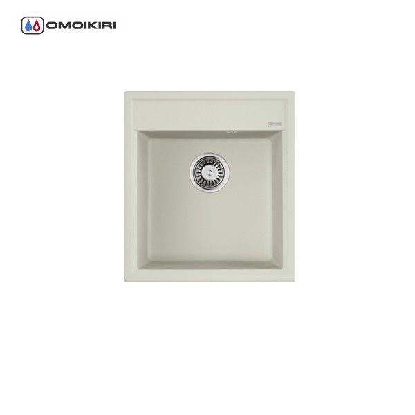 Мойка Omoikiri Daisen 46-GR Artgranit, 46х51 см, врезная, из искусственного камня, прямоугольная, цвет Leningrad Grey, без отверстия под смеситель, слив-перелив, для кухни, прямая, встроенная