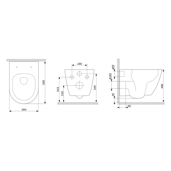 Унитаз подвесной Damixa Apollo, цвет белый, горизонтальный (прямой, в стену) выпуск, безободковый, санфарфор, с сиденьем микролифт, дюропласт, под скрытый бачок