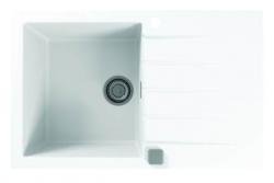 Мойка кухонная ALVEUS GRANITAL CADIT 20 ARCTIC-G11 79x50x20 см, врезная/встраиваемая сверху, с крылом, искусственный гранит, прямоугольная, цвет белый, с отверстием под смеситель, в комплекте с сифоном 1132823