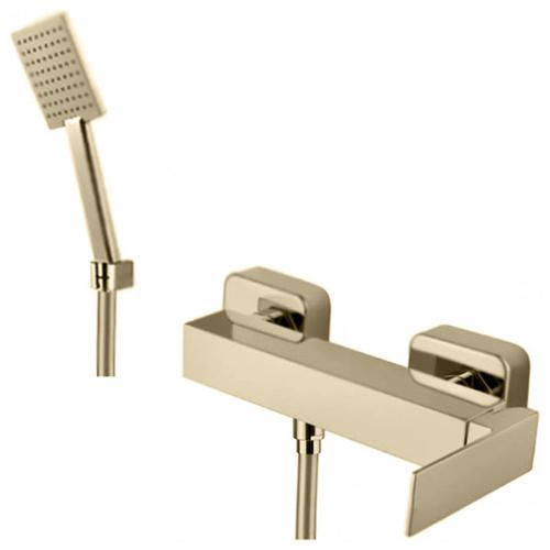 Смеситель для душа Webert Pegaso однорычажный, керамический, настенный, без излива, с шлангом/лейкой, латунь матовое золото